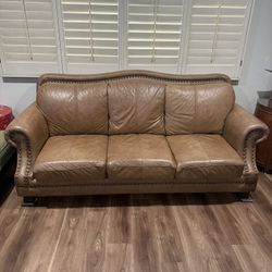 Brown Leather Couch 