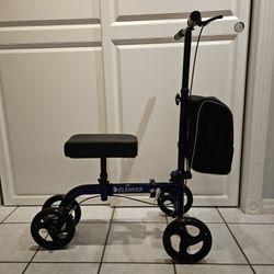 ELENKER Steerable Knee Scooter for Foot Injuries Ankles Surgery with Comfortable Soft Knee Pad and Multifunctional Cloth Bag Indigo