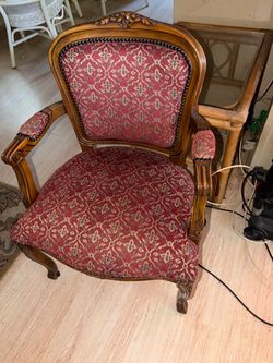 French Provincial Carved Wood Armchair
