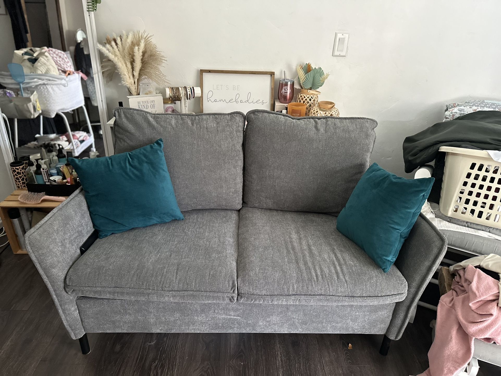 Grey loveseat