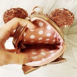 Disney Loungefly Rose Gold Sequin Mini Backpack Wristlet for Sale in Selma CA OfferUp