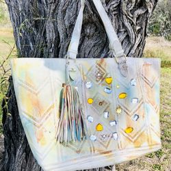 New Gorgeous ART Splash Paint Large Shoulder Shopping Bag Tote Embellished