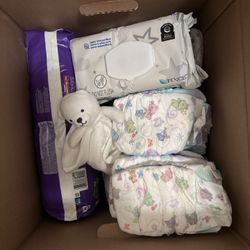 size 1 diapers and pack of wipes 