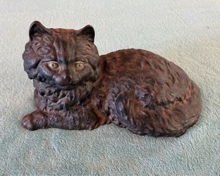 Hubley Cast Iron Black Cat w/ Green Eyes — Antique Door Stop