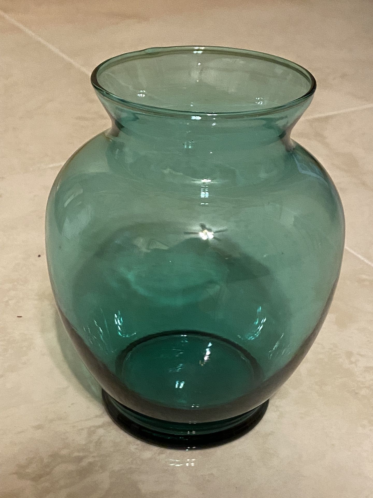 Vintage Aqua Blue Transparent Glass Bouquet Flower Vase