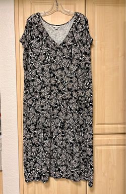 J Jill Dress XL Petite Black Floral Maxi