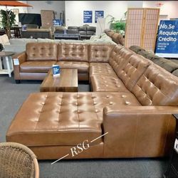 Real Leather 4 Piece Sectional Couch By Ashley Furniture 💛No Needed Credit Check 💛 $39 Down Payment with Financing