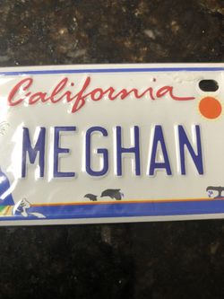 Mini tin license plate with the name Megan…