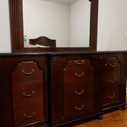 Bedroom set with 2 44 inch headboards and one  Nightstand and armoire and dresser with mirror 