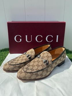 GUCCI CLASSIC BEIGE EBONY GG SUPREME MONOGRAM HORSEBIT JORDAAN LOAFERS G8.5 US9