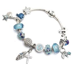 Authentic Pandora Bracelet With Mix Charms X2 Pandora Beads  ‘Nautical Vishudda Chakra’ 