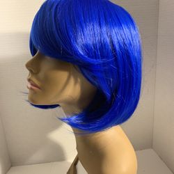 NEW Royal  Blue Bob Wig W/ Bangs