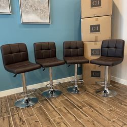 New 4 Brown Bar Stools 