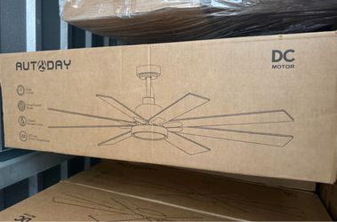 62 Inch Large Ceiling Fans with Lights and Remote, Wood/Black Quiet DC Motor, 3 CCT, Dimmable LED Li