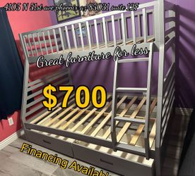 Bunk bed twin over full with drawers brand new