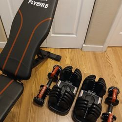 Bowflex SelectTech 552 Adjustable Dumbbells With FLYBIRD Adjustable Bench Press 