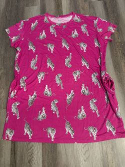 Pink Tiger Print Short Sleeve Dress