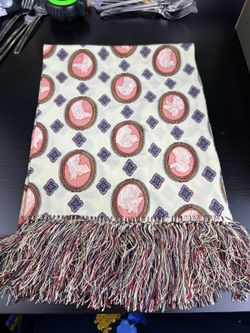 Nick & Nora Reversible Dog Cameo Silk scarf Tassel USA Made