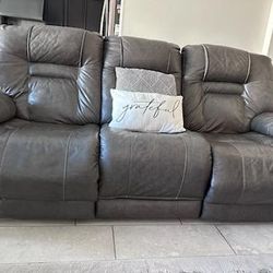 Ashley Furniture : 3 piece premium Gray Leather Couches