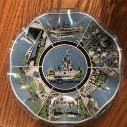 Vintage 1970s Walt Disney World, The Magic Kingdom Fluted Glass Plate/Candy Dish 