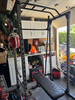 Exercise Rack, bench,  weight pole bar