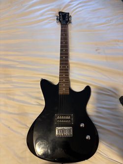 Black Electric Guitar with Humbucker Pickup