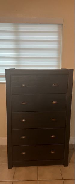 Dark Brown 5-Drawer Tall Dresser