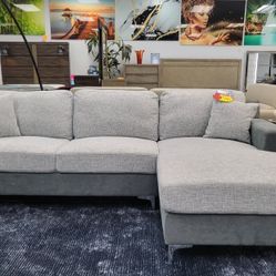 Two-tone Grey Fabric Sectional On Sale Now For $899