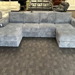 Thick And Comfy Gray Sectional Sofa 