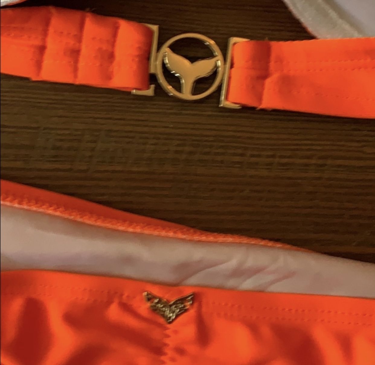 NWOT Sexy Neon Orange Whale logo bikini set 