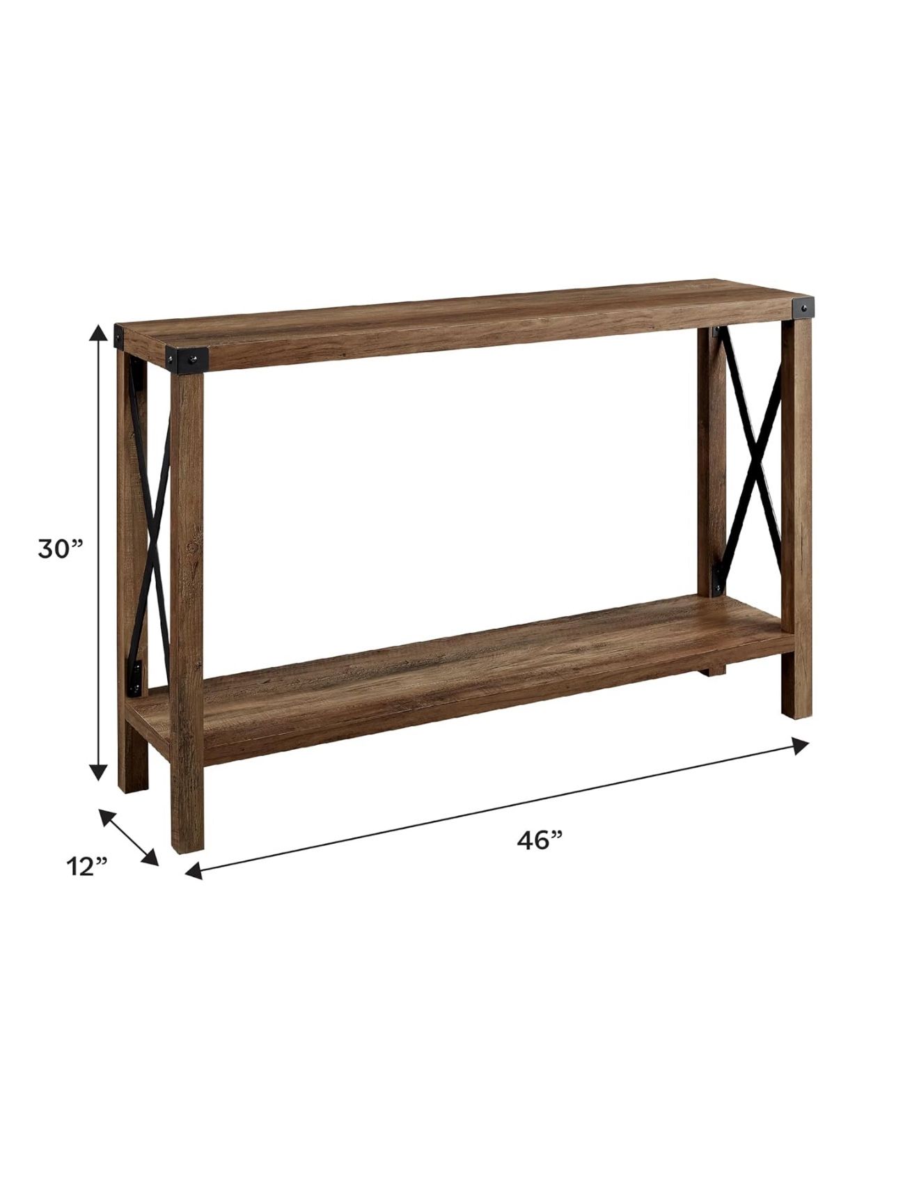 Walker Edison Sedalia Modern Farmhouse Metal X Entry Table, 46 Inch, Rustic Oak