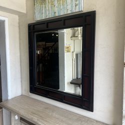 MIRROR: Mirror* Dark Espresso 2 Tone - Rectangular With Grid Accents SKU Q81P6S