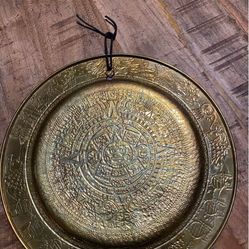 12 inch hand painted Aztec calendar hanging wall art.