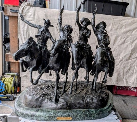 FREDERIC REMINGTON "COMING THROUGH THE RYE" - BRONZE SCULPTURE