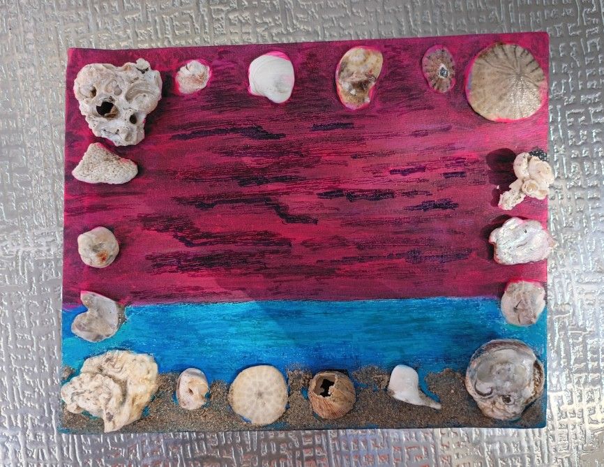 Acrylic Canvas 3D Painting With Seashells