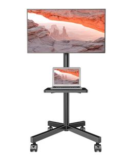 (8888-1) Mobile TV Stand for 23-60 Inch LCD LED Flat/Curved Panel Screen TVs, Rolling TV Cart Holds up to 88Lbs Portable Stand with Shelf Rollin