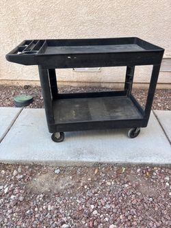 Black 2-Shelf Utility Cart on Wheels