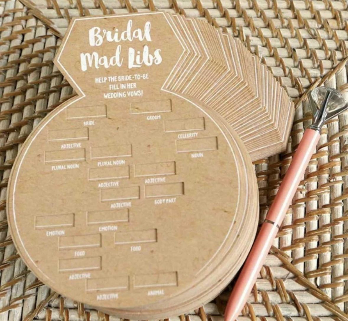 50 Bridal Shower Game Cards - Wedding Vow Mad Libs