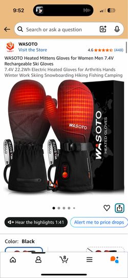 WASOTO Heated Mittens Gloves Medium