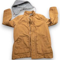 American Eagle Mens XS Brown Canvas Removable Hood Utility Outerwear Jacket