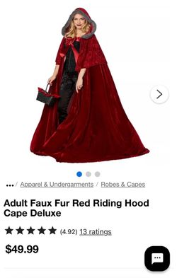 Adult Faux Fur Red Riding Hood Cape Deluxe - Spirit Halloween