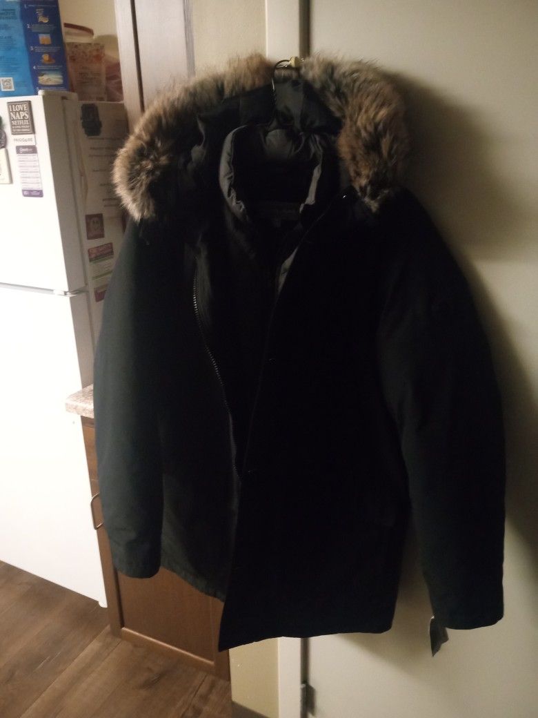 Michael Kors Mens Black Hooded Down Parka Winter Jacket Bib Coat Medium 