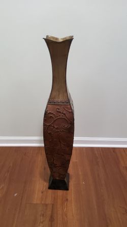38” Anna Linen Tall Bronze Brown Decorative Metal Floor Vase