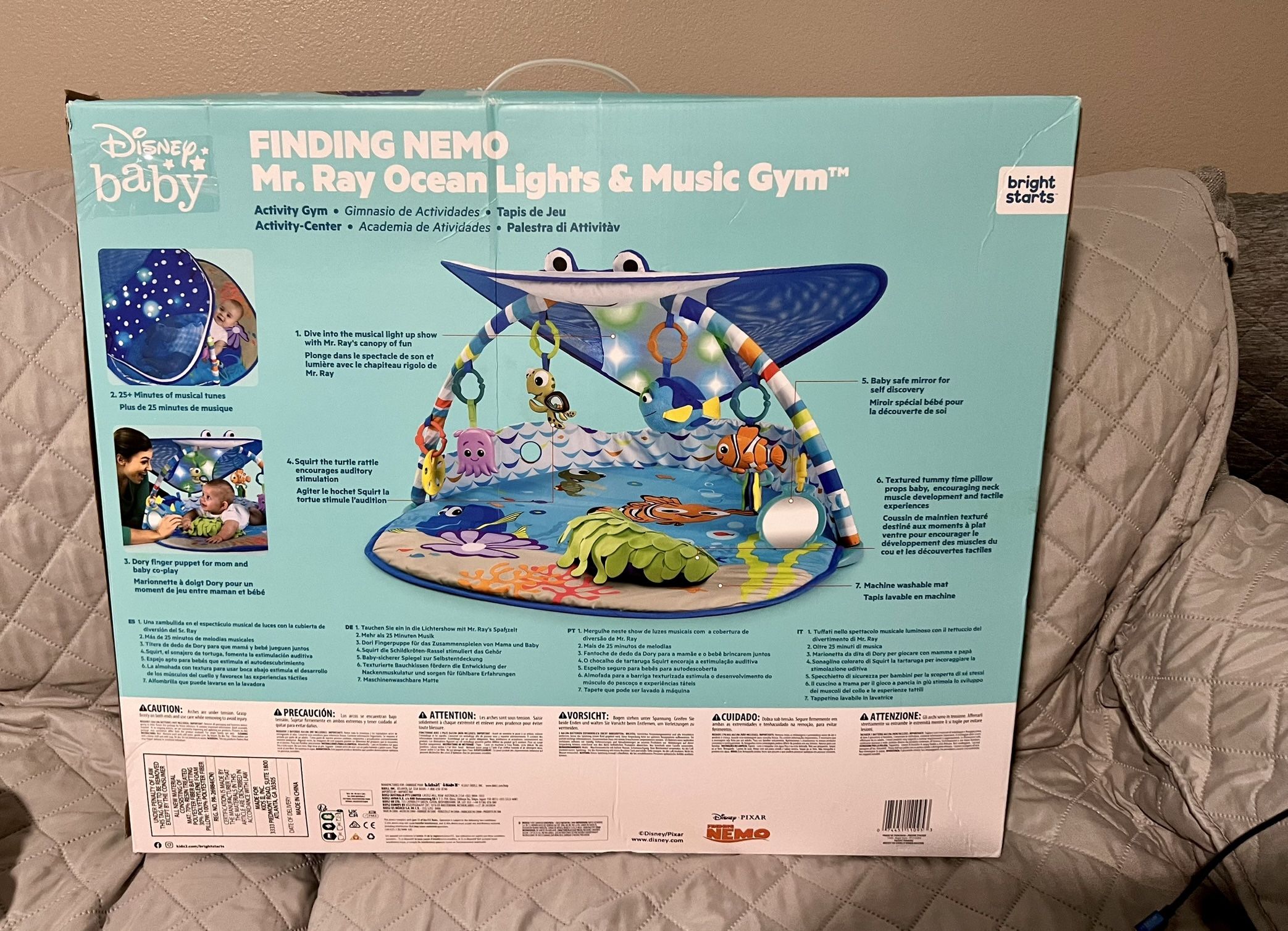 Brand new Bright Starts Disney Baby Finding Nemo Mr. Ray Ocean Lights & Music Gym for Ages Newborn and up. Box  unsealed but nothing was taken out or 