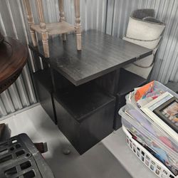 Table With 4 Small Stools With Storage.