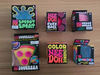 New NeeDoh Sploot Splat, Fuzz Ball, Mello Mallo, Squeezza, Color Change, & Gum Drop - $18 Each
