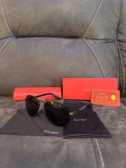 Cartier Black Lens With Gold Decals Sunglasses