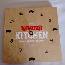 Unique Homemade Hanging Clock Hand Painted Country Kitchen..bringing Home The Bacon