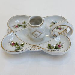 Vintage Porcelain Chamber Stick Candle Holder Ashtray