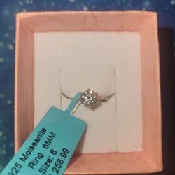 New Engagement Promise SS 925 Moissanite Ring .8ctw VVSD Sz 6